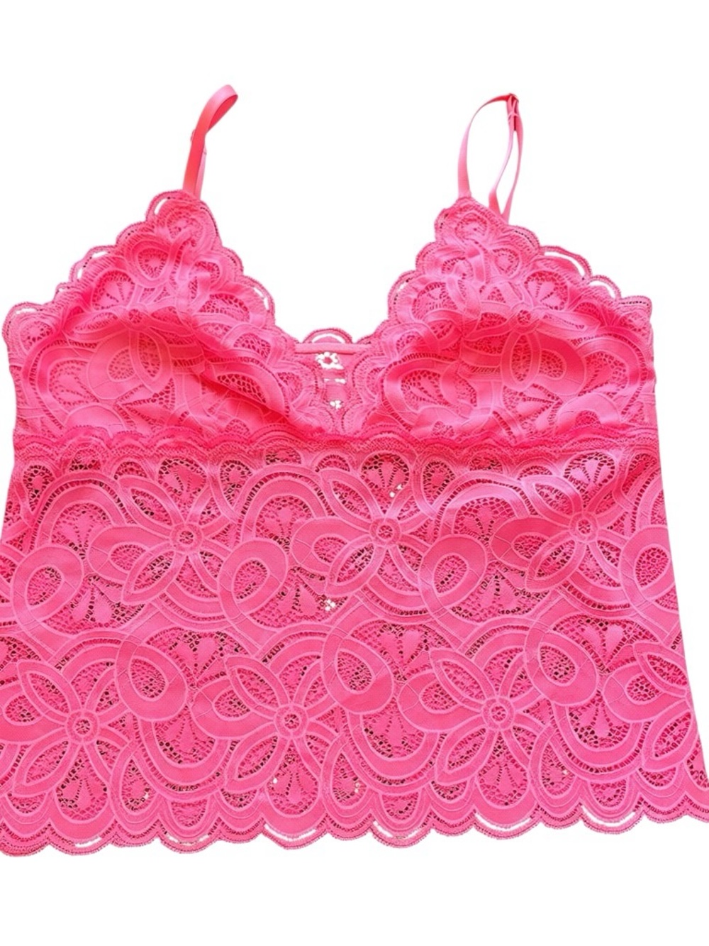 NWT Aerie Coquette Pink Lace Cami Bralette Scalloped Balletcore Y2K Milkmaid